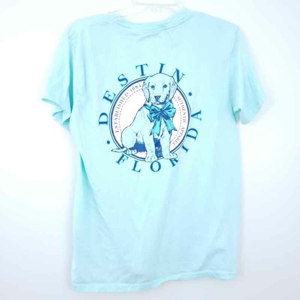Surf Style Destin Beach Florida Short Sleeve Tee Shirt Puppy Dog Medium Women